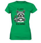 "I LOVE RACOONS" - Ladies Premium Shirt - Schweinchen's Shop - Lady-Shirts - Kelly Green / XS