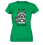 "I LOVE RACOONS" - Ladies Premium Shirt - Schweinchen's Shop - Lady-Shirts - Kelly Green / XS