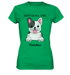 "Keep Calm Frenchie" - Ladies Premium Shirt - Schweinchen's Shop - Lady-Shirts - Kelly Green / XS