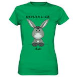 "Keep Calm Esel" - Ladies Premium Shirt - Schweinchen's Shop - Lady-Shirts - Kelly Green / XS