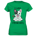 "I Love Frenchies" - Ladies Premium Shirt - Schweinchen's Shop - Lady-Shirts - Kelly Green / XS