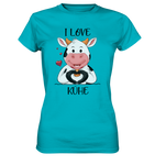 T-Shirt - "I LOVE KÜHE" - Ladies - Schweinchen's Shop - Lady-Shirts - Swimming Pool / XS