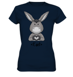 "Herz Esel" - Ladies Premium Shirt - Schweinchen's Shop - Lady-Shirts - Navy / XS