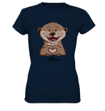 "Herz Otter" - Ladies Premium Shirt - Schweinchen's Shop - Lady-Shirts - Navy / XS
