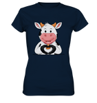 Herz Kuh o.T. - Ladies Premium Shirt - Schweinchen's Shop - Lady-Shirts - Navy / XS