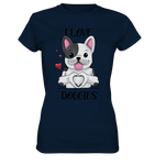 "I LOVE DOGGIES" - Ladies Premium Shirt - Schweinchen's Shop - Lady-Shirts - Navy / XS