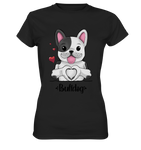 "Bulldog Herz" - Ladies Premium Shirt - Schweinchen's Shop - Lady-Shirts - Black / XS