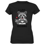 "I LOVE RACOONS" - Ladies Premium Shirt - Schweinchen's Shop - Lady-Shirts - Black / XS