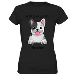 "Keep Calm Frenchie" - Ladies Premium Shirt - Schweinchen's Shop - Lady-Shirts - Black / XS