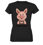 "Herz Schweinchen" - Ladies Premium Shirt - Schweinchen's Shop - Lady-Shirts - Black / XS