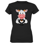 T-Shirt - "Kuh Herz" - Ladies - Schweinchen's Shop - Lady-Shirts - Black / XS