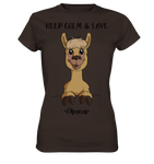 T-Shirt - "Keep Calm" - Ladies - Schweinchen's Shop - Lady-Shirts - Brown / XS
