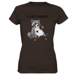 "I LOVE COOKIES" - Waschbär - Ladies Premium Shirt - Schweinchen's Shop - Lady-Shirts - Brown / XS