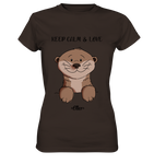 Otter "KEEP CALM" - Ladies Premium Shirt - Schweinchen's Shop - Lady-Shirts - Brown / XS