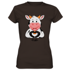 T-Shirt - "Kuh Herz" - Ladies - Schweinchen's Shop - Lady-Shirts - Brown / XS