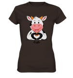 T-Shirt - "Kuh Herz" - Ladies - Schweinchen's Shop - Lady-Shirts - Brown / XS
