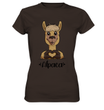 Herz Alpaka - Ladies Premium Shirt - Schweinchen's Shop - Lady-Shirts - Brown / XS