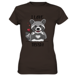 "I LOVE TRASH" - Ladies Premium Shirt - Schweinchen's Shop - Lady-Shirts - Brown / XS