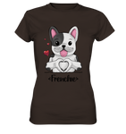"Frenchie Herz" - Ladies Premium Shirt - Schweinchen's Shop - Lady-Shirts - Brown / XS