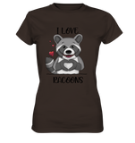"I LOVE RACOONS" - Ladies Premium Shirt - Schweinchen's Shop - Lady-Shirts - Brown / XS