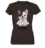 "Bulldog Herz" - Ladies Premium Shirt - Schweinchen's Shop - Lady-Shirts - Brown / XS
