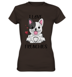 "I Love Frenchies" - Ladies Premium Shirt - Schweinchen's Shop - Lady-Shirts - Brown / XS