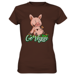 T-Shirt - "DickPig" - Vegan Edition - Ladies - Schweinchen's Shop - Lady-Shirts - Brown / XS