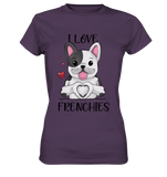 "I Love Frenchies" - Ladies Premium Shirt - Schweinchen's Shop - Lady-Shirts - Urban Purple / XS