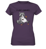 "I LOVE COOKIES" - Waschbär - Ladies Premium Shirt - Schweinchen's Shop - Lady-Shirts - Urban Purple / XS
