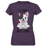 "I Love Bulldogs" - Ladies Premium Shirt - Schweinchen's Shop - Lady-Shirts - Urban Purple / XS