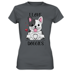 "I LOVE DOGGIES" - Ladies Premium Shirt - Schweinchen's Shop - Lady-Shirts - Dark Grey / XS