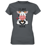 T-Shirt - "I LOVE KÜHE" - Ladies - Schweinchen's Shop - Lady-Shirts - Dark Grey / XS