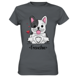 "Frenchie Herz" - Ladies Premium Shirt - Schweinchen's Shop - Lady-Shirts - Dark Grey / XS