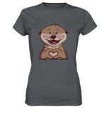 Otter Herz - Ladies Premium Shirt - Schweinchen's Shop - Lady-Shirts - Dark Grey / XS
