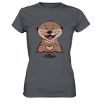 "Herz Otter" - Ladies Premium Shirt - Schweinchen's Shop - Lady-Shirts - Dark Grey / XS