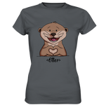 "Herz Otter" - Ladies Premium Shirt - Schweinchen's Shop - Lady-Shirts - Dark Grey / XS