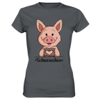"Herz Schweinchen" - Ladies Premium Shirt - Schweinchen's Shop - Lady-Shirts - Dark Grey / XS