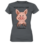 T-Shirt - "Keep Calm" - Ladies - Schweinchen's Shop - Lady-Shirts - Dark Grey / XS