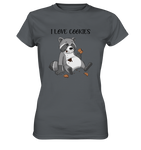"I LOVE COOKIES" - Waschbär - Ladies Premium Shirt - Schweinchen's Shop - Lady-Shirts - Dark Grey / XS