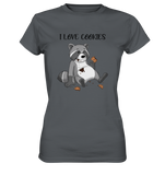 "I LOVE COOKIES" - Waschbär - Ladies Premium Shirt - Schweinchen's Shop - Lady-Shirts - Dark Grey / XS