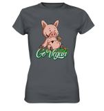 T-Shirt - "DickPig" - Vegan Edition - Ladies - Schweinchen's Shop - Lady-Shirts - Dark Grey / XS