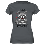 "I LOVE RACOONS" - Ladies Premium Shirt - Schweinchen's Shop - Lady-Shirts - Dark Grey / XS