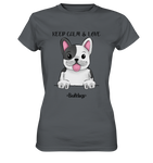 "Keep Calm" - Bulldog - Ladies Premium Shirt - Schweinchen's Shop - Lady-Shirts - Dark Grey / XS