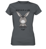 "Keep Calm Esel" - Ladies Premium Shirt - Schweinchen's Shop - Lady-Shirts - Dark Grey / XS