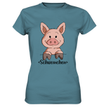 "Schweinchen" - Ladies Premium Shirt - Schweinchen's Shop - Lady-Shirts - Stone Blue / XS