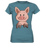 T-Shirt - Schweinchen - Ladies - Schweinchen's Shop - Lady-Shirts - Stone Blue / XS