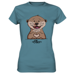 "Herz Otter" - Ladies Premium Shirt - Schweinchen's Shop - Lady-Shirts - Stone Blue / XS