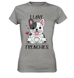 "I Love Frenchies" - Ladies Premium Shirt - Schweinchen's Shop - Lady-Shirts - Sports Grey (meliert) / XS