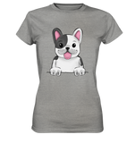 Frenchie o.T. - Ladies Premium Shirt - Schweinchen's Shop - Lady-Shirts - Sports Grey (meliert) / XS