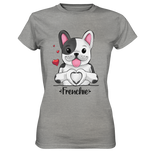 T-Shirt - "Herz Frenchie" - Ladies - Schweinchen's Shop - Lady-Shirts - Sports Grey (meliert) / XS